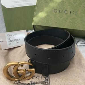 Gucci Marmont leather belt Gold GG - W30 in